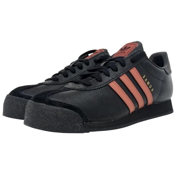 Adidas Originals Samoa Men's Size 13 Black Red Pebbled Leather Sneakers - Picture 4 of 9